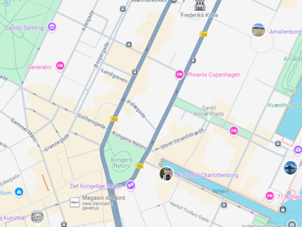 Kort over restaurant til salg i København K – Central placering
